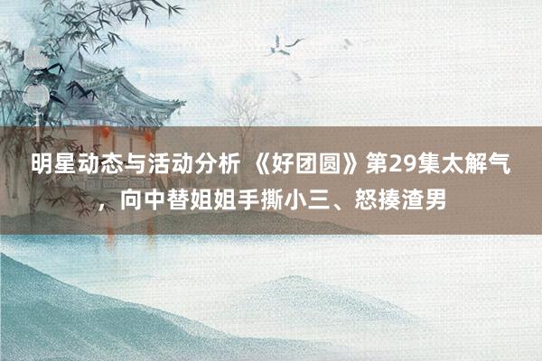 明星动态与活动分析 《好团圆》第29集太解气，向中替姐姐手撕小三、怒揍渣男