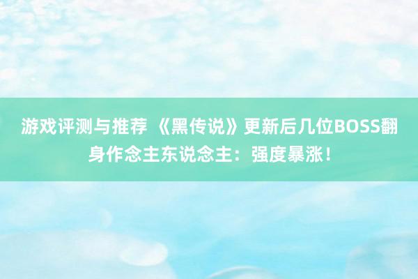 游戏评测与推荐 《黑传说》更新后几位BOSS翻身作念主东说念主：强度暴涨！