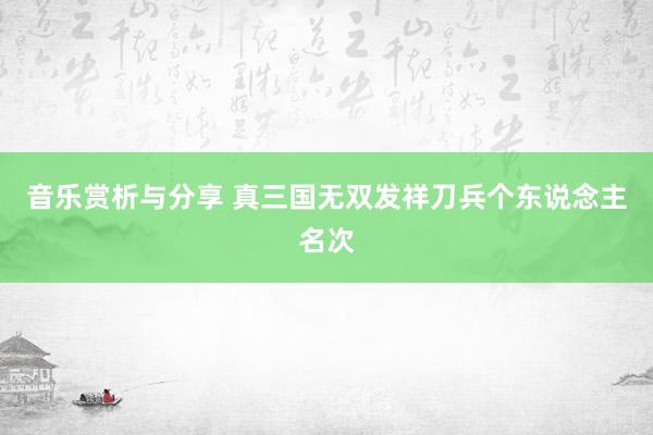 音乐赏析与分享 真三国无双发祥刀兵个东说念主名次